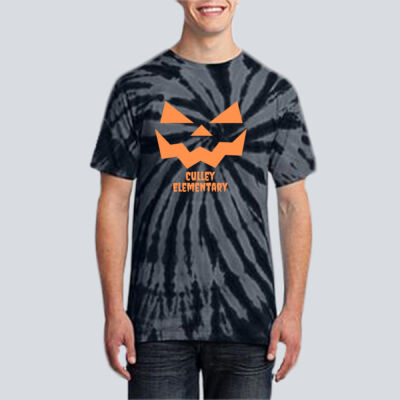 Adult Tie-Dye T-Shirt - Fall Holidays - Jack O' Lantern - Orange Thumbnail
