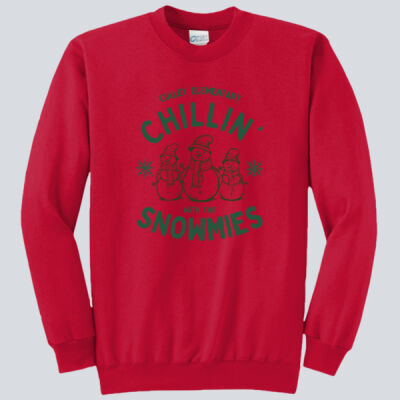 Adult Crewneck - Winter - Chillin With The Snowmies Red Thumbnail