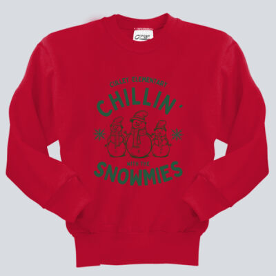Youth Crewneck - Winter - Chillin With The Snowmies Red Thumbnail