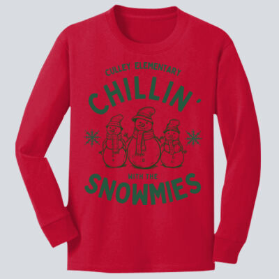 Youth Long Sleeve Shirt - Winter - Chillin With The Snowmies Red Thumbnail