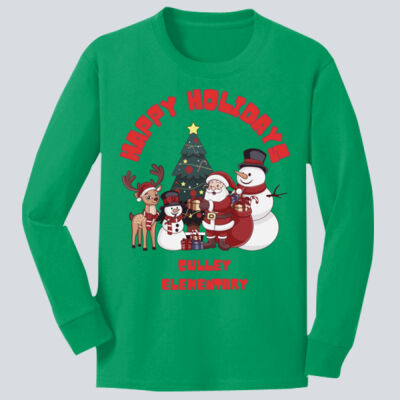 Youth Long Sleeve Shirt - Winter - Happy Holidays Red Thumbnail
